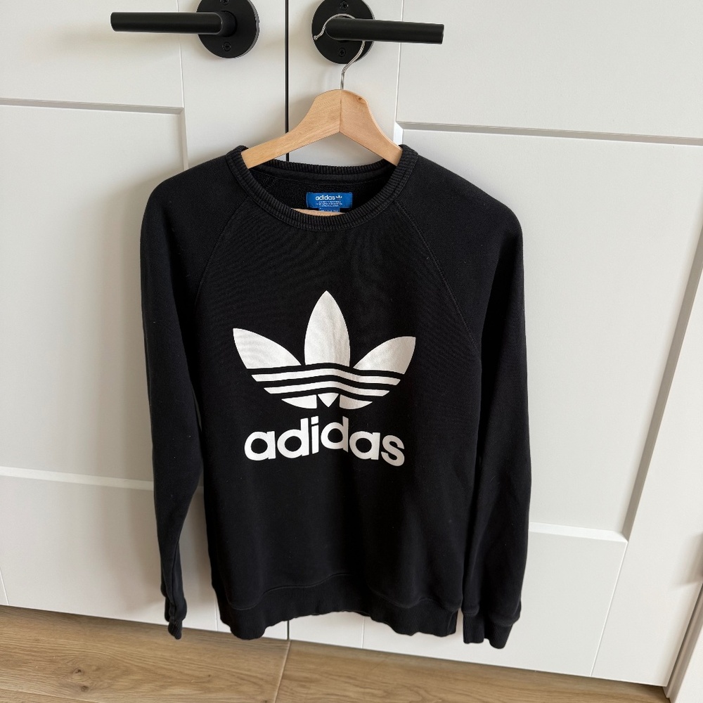ADIDAS Black Oversized Crewneck Sweatshirt